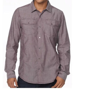 prAna Shirt Slim Fit Purple Organic Cotton Long Sleeve M